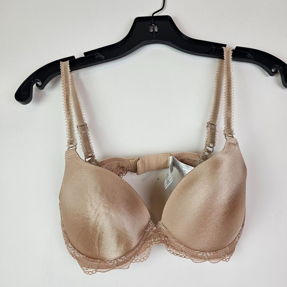 WACOAL Luscious Lace Push Up Bra 65897 Nude 32C Beige Satin